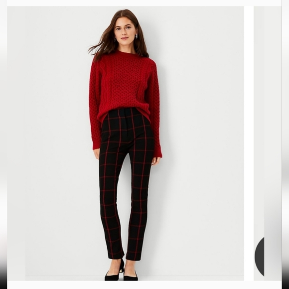 Ann Taylor Pants - Black Windowpane Pants with Side Zippers, Size 00 (NWOT)